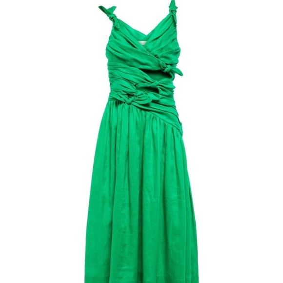 Zimmermann The Tiggy Bow Midi Dress in Green NWT - Picture 7 of 11